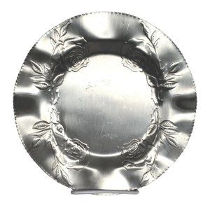 c1950s Aluminum Roses Pattern Canada 10in Design No460 Vintage Serveware Platter